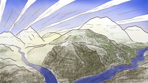 landscape pencil mountain