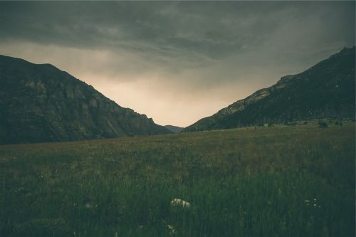 landscape mountains grass