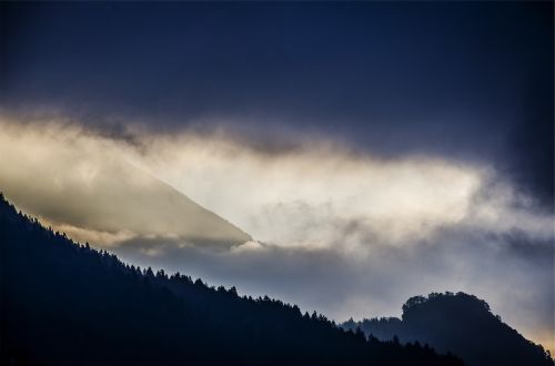 landscape mountains trees