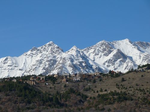 landscape winter mountain village