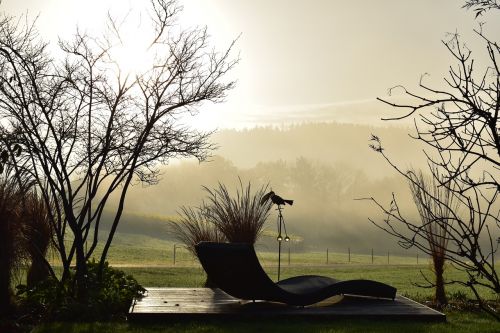 landscape fog morning sun