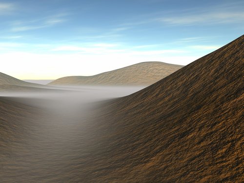 landscape  fog  dunes
