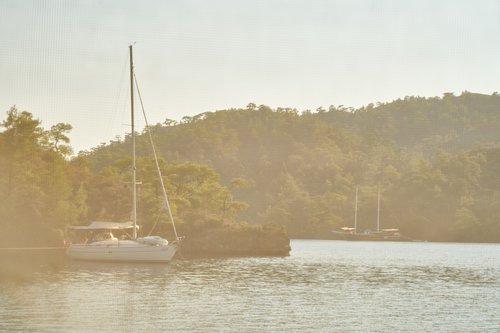 landscape  sailboat  misty