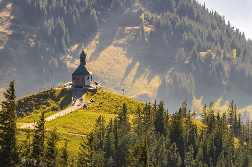 landscape  mountains  mountain chapel