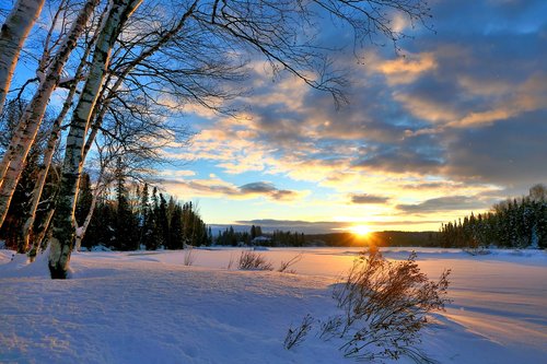 landscape  winter  sunset