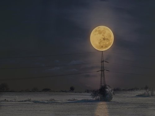 landscape  full moon  winter