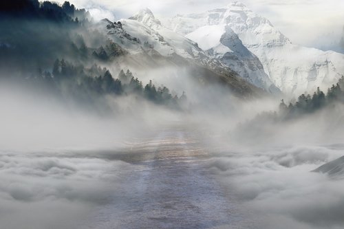 landscape  mountains  fog