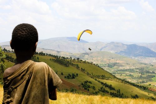 landscape child paragliding