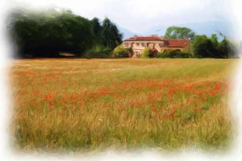 landscape painting wheat