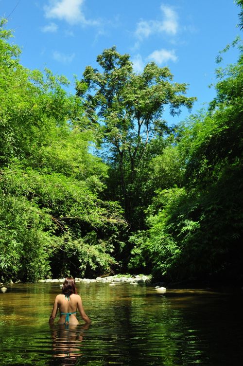 landscape women lake