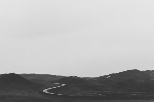 landscape road black and white