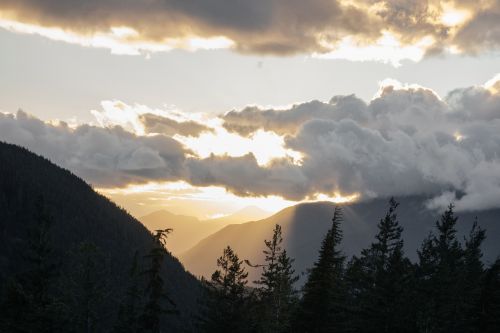 landscape mountains clouds