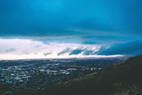 landscape mountains city