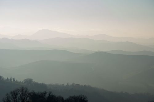 landscape mountains mist