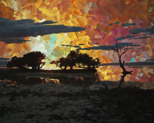 landscape sunset trees