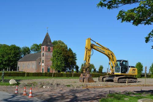 landscape polder  old church  municipality of bunde