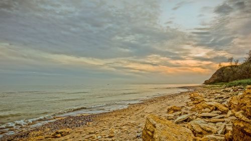 landscape sea stones sunset