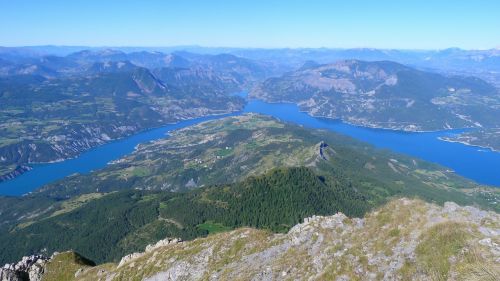 landscapes lake of serre ponçon mountain