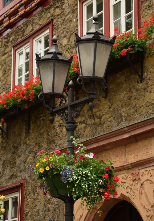 lantern street lamp floral decorations