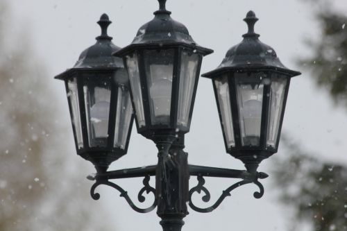 lantern metal snow