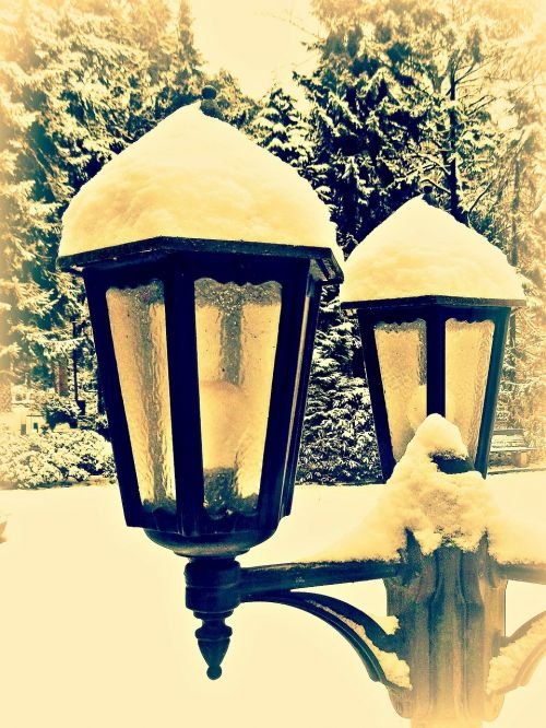 lantern street lamp snow