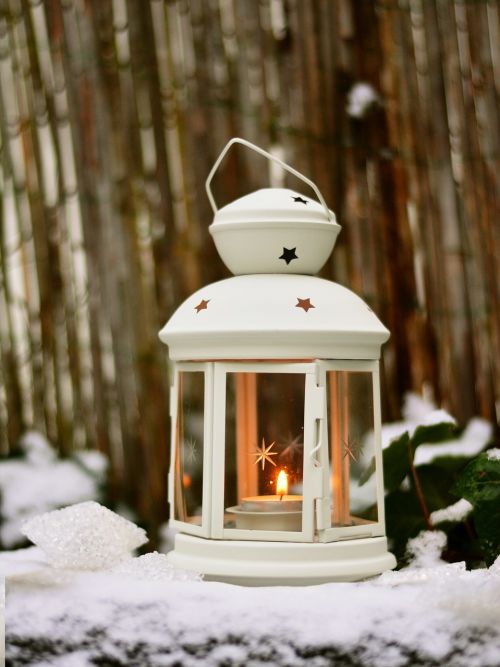 lantern light snow