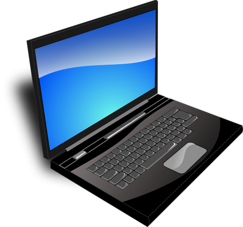 laptop black blue