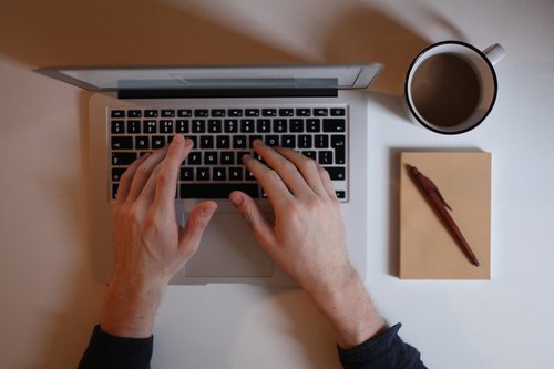 laptop  hands  coffee