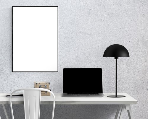 laptop  lamp  poster