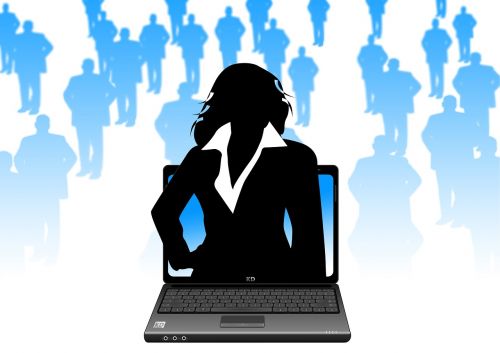laptop monitor businesswoman