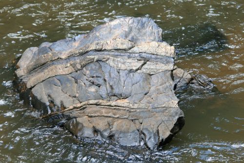 Large Rock In Middle Of Stream