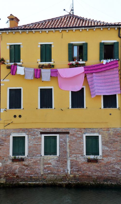 laundry clothes line house facade