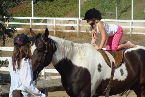 learning to ride horseback child