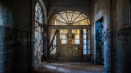 abandoned  door  window