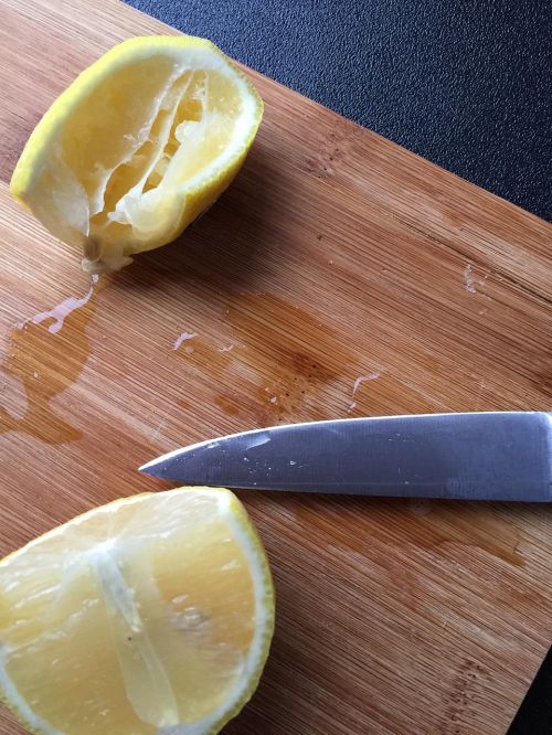 lemons fruits knife