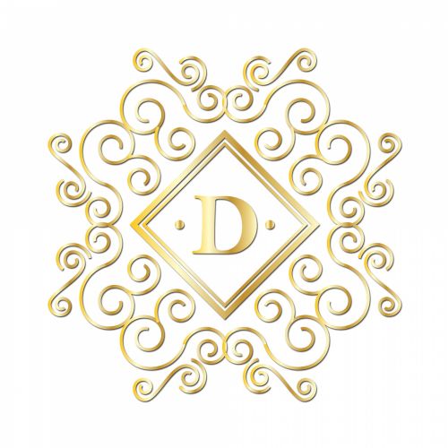 Letter D, Gold Monogram
