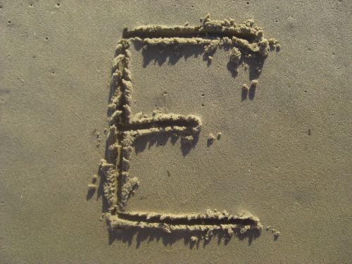 letter e sand stick