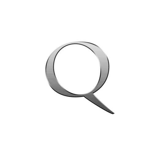 letter q alphabet metallic