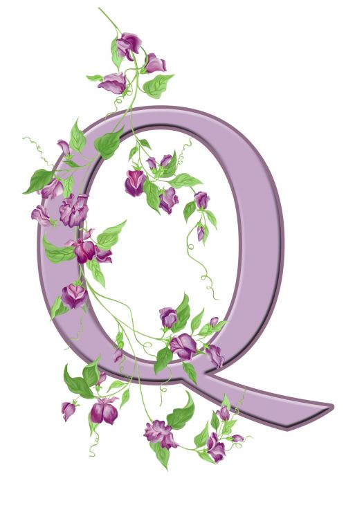 Letter Q Floral Initial