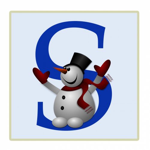 Letter S, Snowman Illustration