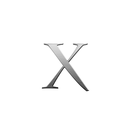 letter x alphabet metallic