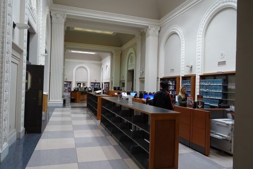library interior counter