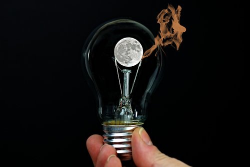 light bulb  hand  moon