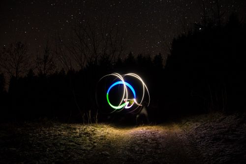 light graffiti forest long exposure