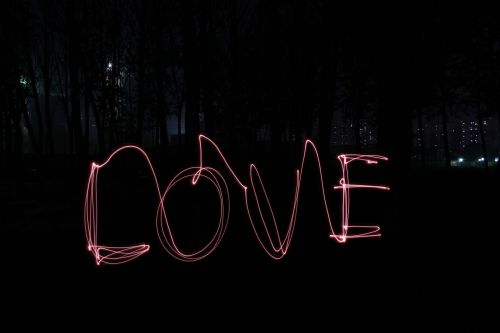 light painting love red