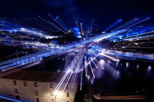 light painting porto bridge