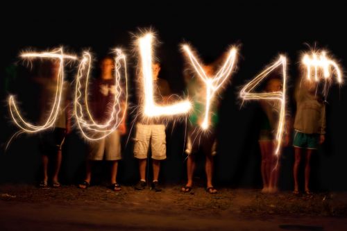 light painting sparkler writing fourth of july