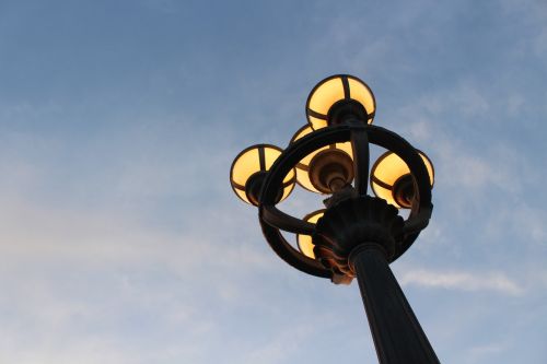 light pole evening sky lamp post