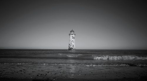 lighthouse wales black white