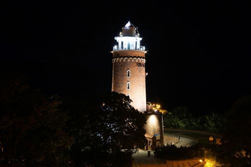 lighthouse kołobrzeg at night